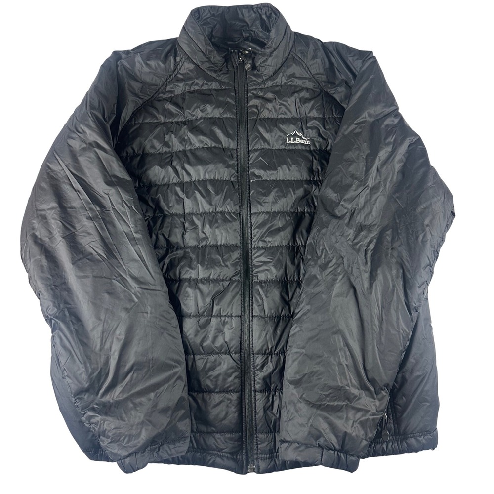 LL Bean Puffer Jacket Mens XXL Black PrimaLoft Full Zip Quilted Outdoor 290583